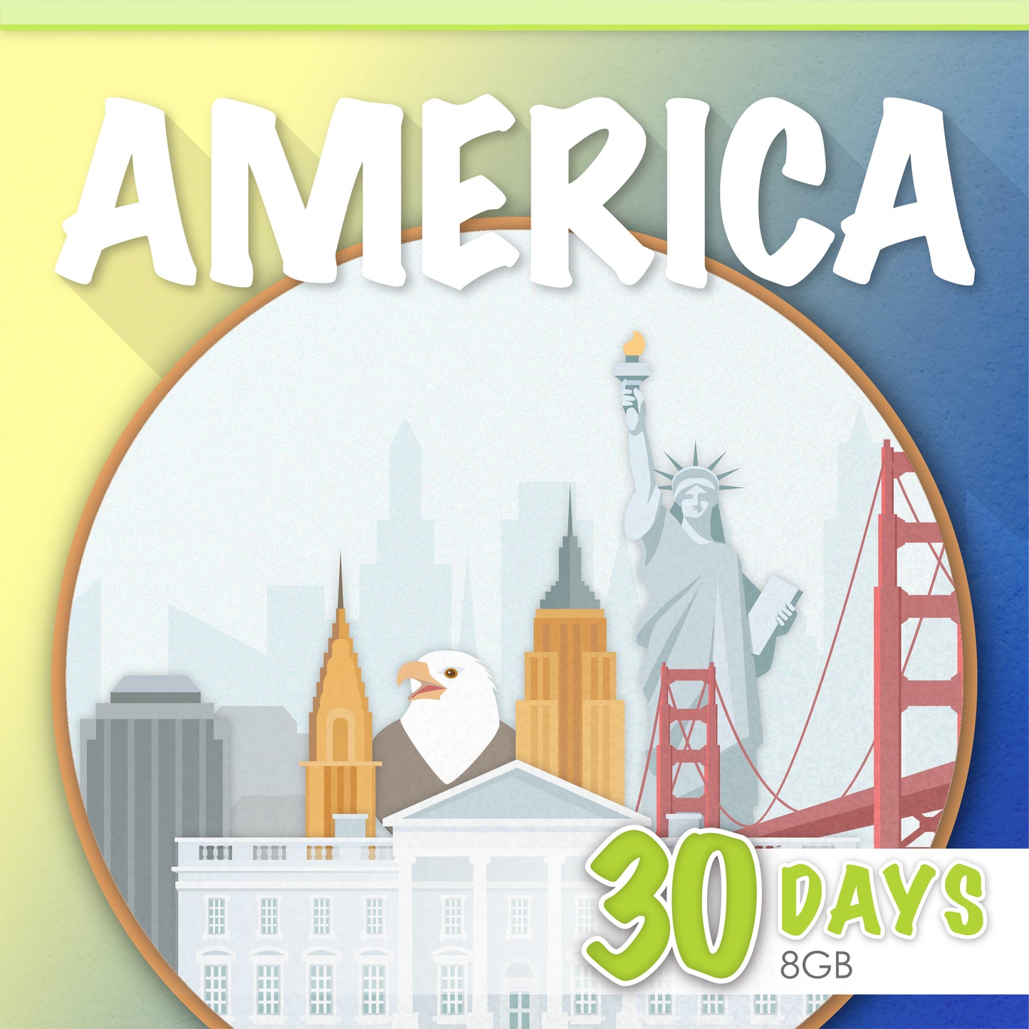 America 10/15/30 Days E-sim card